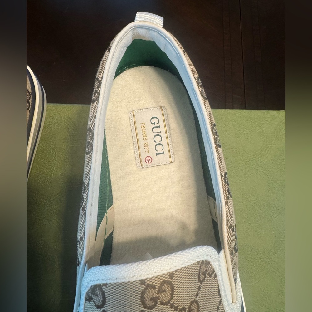 New Gucci GG Supreme Logo Tennis 1977 Slip On Sneaker Shoes Size UK 12.5 / US 13 - Picture 15 of 16